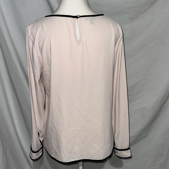 blush pink & black long sleeve Talbots blouse size xs - Picture 2 of 5